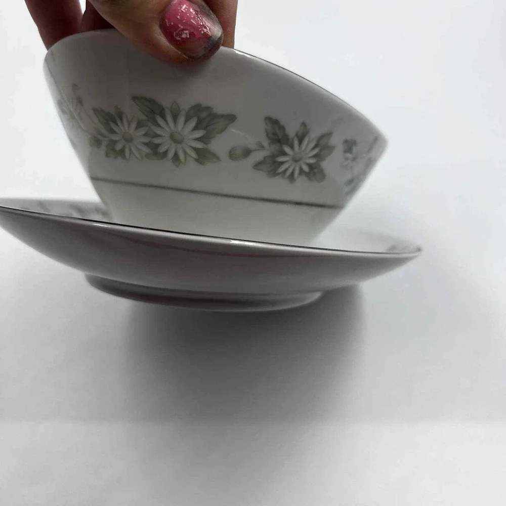 Mikasa Vintage Gravy Boat Bowl On Plate‎ Set Daisy Pattern China Piece